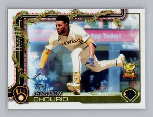 2025 Topps Holiday #H182 Jackson Chourio Holiday Back SP Milwaukee Brewers - Picture 1 of 2
