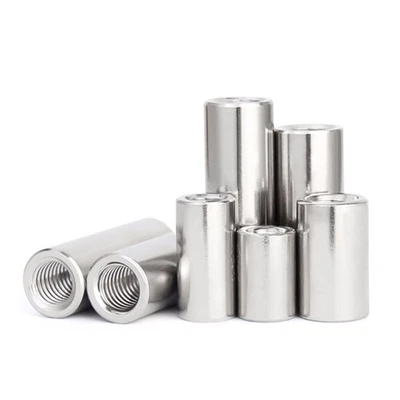 A2 Edelstahl Verbindungsmuffe Rund Lang Gewindemuffe M2 M3 M4 M5 M6 M8 M10 - M20 - Bild 1 von 4