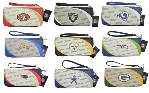 NFL Women's Officially Licensed Curve Zip Organizer Wallet Cover