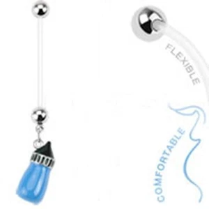 Belly Ring Pregnancy Maternity Baby Bottle Blue Dangle Naval #Z - Picture 1 of 3