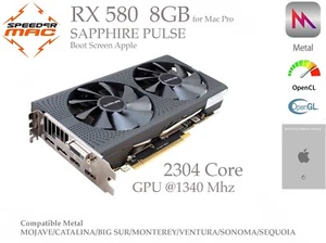  AMD RADEON RX 580 8GB Sapphire Pulse (Bootscreen) for Mac Pro 4.1 / 5.1 Metal - Foto 1 di 5