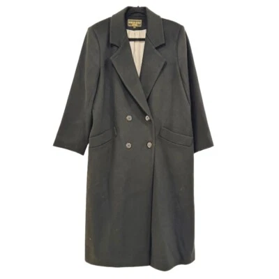 ¡De colección! Abrigo largo de lana Kristen Blake Petite negro de doble botonadura EE. UU. 8 Preppy Foto 1 de 4