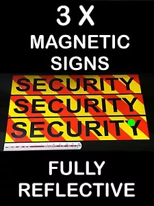 Dog Security Sign Safety Magnetic Chevrons 3X Reflective CHOOSE YOUR WORDING - Picture 1 of 4