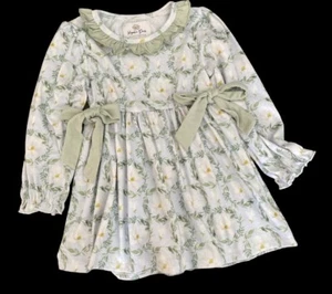 Magnolia Peach Children’s Boutique Dress Soft Blue & Green Floral w/side Ties 3T - Picture 1 of 4