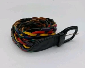 Vintage Clothkite Leather Multicolour Braided Belt 14-16 Made In UK - Picture 1 of 5