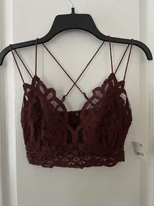 NWT FREE PEOPLE Adella Lace Bralette In Double Dare size L Retail $38 - Picture 1 of 8