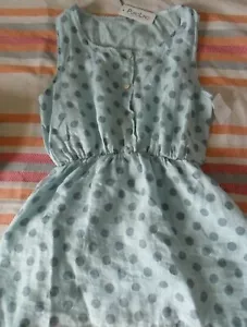 Lungo L'arno Italian Sleeveless Blue Polka Dot Linen Top/Mini Dress - Size L - Picture 1 of 5