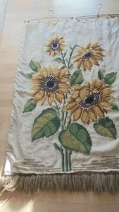 Wandbehang, Kreuzsticharbeit, Sonnenblumen, schöne Handarbeit, 145 x 95 cm, - Bild 1 von 11