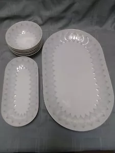 Vintage 1960s Rosenthal Germany Serving Set White Light blue Onion RARE MCM - Picture 1 of 10