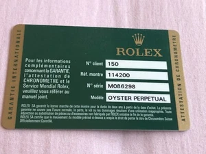 Rolex 114200 Tarjeta de Garantía Oyster Perpetual Card "" - Picture 1 of 5