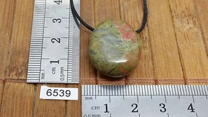 pendentif UNAKITE + cordon reglable mineraux lithotherapie pierre foré - Imagen 1 de 2