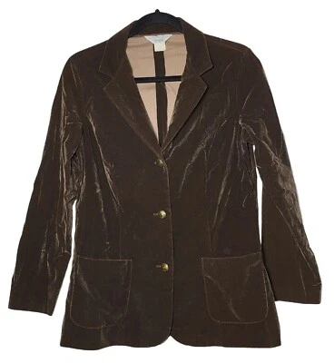 Blazer retro Steampunk vintage de terciopelo marrón con 3 botones para mujer Sears talla 12 Foto 1 de 4