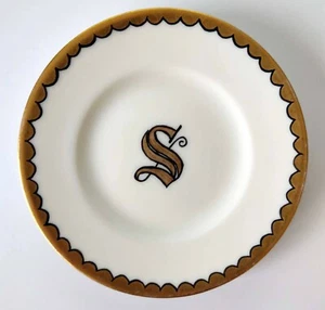 Limoges D & C France Set of 6 Monogrammed "S" Gold Rimmed Coasters Plates 4" - Picture 1 of 9