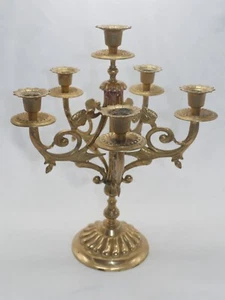 made in Italy 6 arms brass candle holders Rococo style elements candelabra - Picture 1 of 10