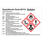 GHS Aufkleber Gefahrstoffetikett Spezialbenzin 80/110 148x105 mm 100 Stck/Rolle