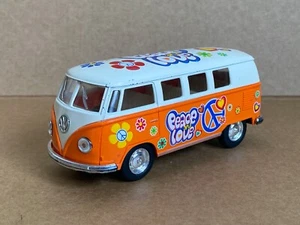 Kinsmart 1962 Volkswagen Classical Bus, Die Cast, Peace, Pull Back, Orange - Picture 1 of 8