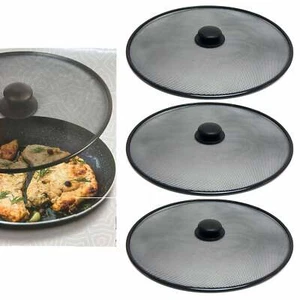 3 Pc Set Steel Mesh Splatter Screen Grease Hot Oil Guard Frying Pan Cover 11" - Picture 1 of 1