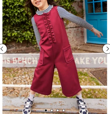 NWT Mini Boden 5/6 Bramble Bush Red Ruffled Overalls Jumpsuit $60++ LAST One - Image 1 of 4