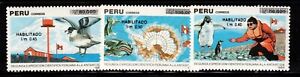 Peru Sc 1005-7 MNH set of 1991, Expedit. to Antarctic, Sience, Pinguins, Whale