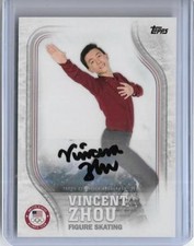 2018 TOPPS OLYMPICS VINCENT ZHOU FIGURE SKATING AUTOGRAPH AUTO CARD #US-18 ~ /60