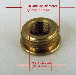 Reduzierstück Lampe Teil 3/8" IPS (5/8" Durchmesser) M x 1/8" IPS (3/8" Durchmesser) F Rohr Messing R3 - Bild 1 von 2