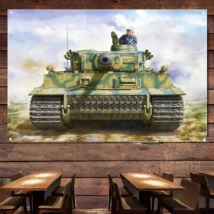 Póster mural Tiger I alemán tanque pesado decoración de pared bandera armas blindadas 8 - Imagen 1 de 6