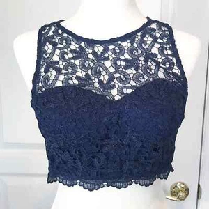 My Michelle Crop Formal Lace Sz 3 Navy - Picture 1 of 6