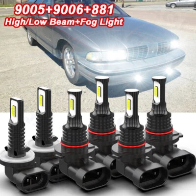 For Oldsmobile Custom Cruiser 1990-1992 LED Headlights Fog Lights 6X 6000K Bulbs - Image 1 of 4