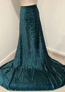 Hunter Green Stretch Velvet Sequins Embroidery fabric 60” Width Sold By Yard - Picture 1 of 5