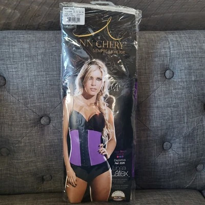 Ann Chery Latex Waist Trainer 2026 XS 30 Neon Purple Corset Hook Eye - Image 1 of 4