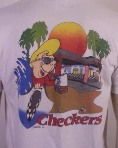 vintage 80s 90s Guess by Georges Marciano X Checkers T-Shirt Drive Thru SZ L - Picture 1 of 8