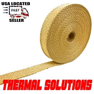 THERMAL EXHAUST PIPE HEAT HEADER WRAP FIBERGLASS RACING TAPE 1" X 50 FEET TAN - Picture 1 of 2