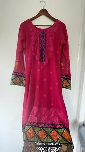 NWOT Embroidery chiffon Shalwar kameez Party Wear Dress Large - Picture 1 of 12