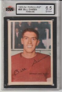 1953-54 Parkhurst #38 Bill Dineen Rookie Card RC Graded KSA 6.5 ENM+ RED WINGS