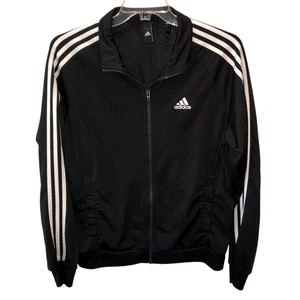 Adidas Mens Medium Black White 3 Stripes Full Zip Classic Track Jacket Size M - Picture 1 of 10