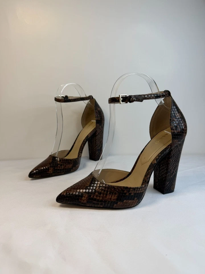 Zapatos de salón Mary Jane Aldo Nicholes para mujer talla 7 marrón con estampado de piel de serpiente Foto 1 de 4