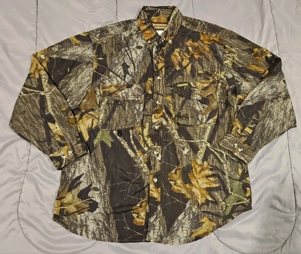 Remington Camo Shirt Mens L Rem-Lite Mossy Oak New Breakup Hunting Fishing Nylon - Image 1 of 4