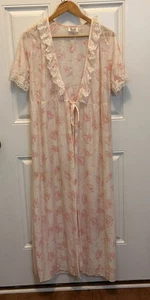 Vintage Paramount New York Nightgown Dress Sheer Nylon Lace Pink  Size L - Picture 1 of 6