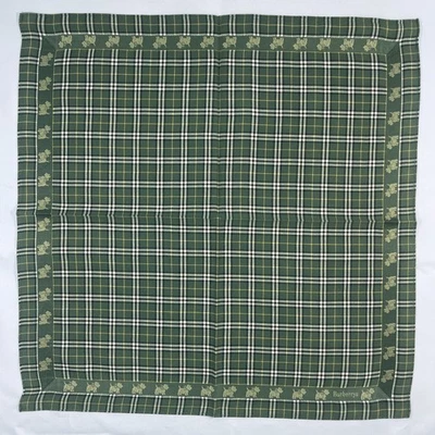Burberrys Pañuelo Vintage Verde Tartán Perro Motivo Japón Algodón Bolsillo Pañuelo Foto 1 de 4