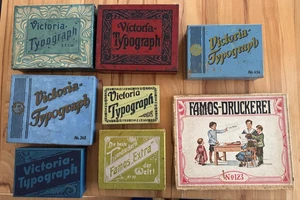 Lot von 8 alten Kinderdruckerei Stempelspiel der Firma Victoria und Famos - Bild 1 von 11