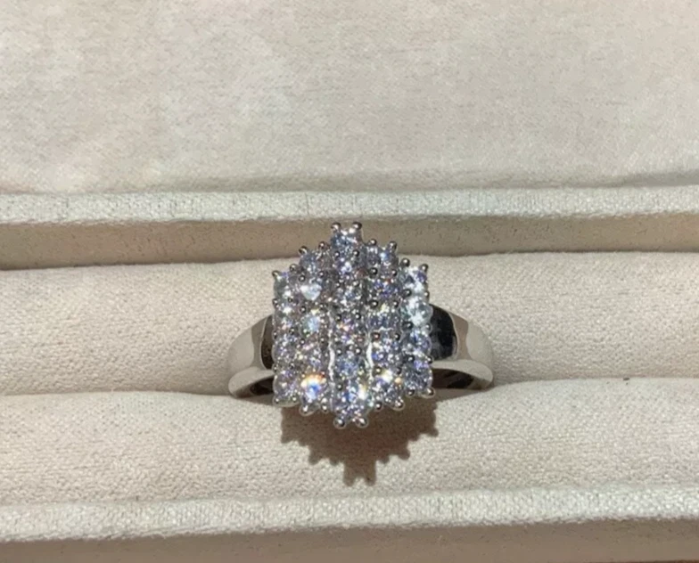 Anillo racimo vintage Charles Winston Moissanite Fire Art Deco tamaño 9 1,41 CTW Foto 1 de 3