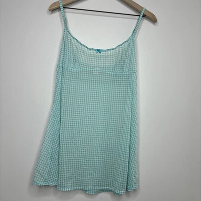Camisón Babydoll Grande Vintage Victoria's Secret Slip Años 90 Azul Cuadros Femenino Foto 1 de 4