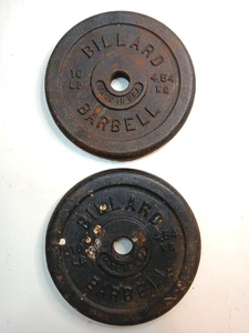 Set of 2  Billard Barbell 10 Lb Standard 1” Cast Iron Weight Plates - Picture 1 of 9