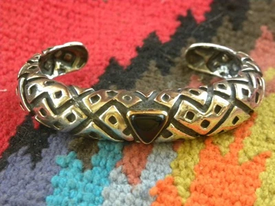 PULSERA BRAZALETE DIAN MALOUF ÓNIX PLATA ESTERLINA 6-3/4" Foto 1 de 4