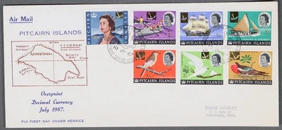 MayfairStamps Pitcairn Islands FDC 1967 Overprint Decimal Currency Set First Day - Image 1 of 2