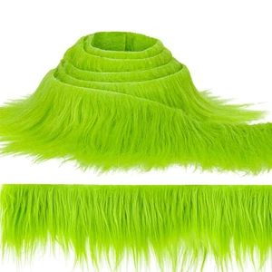 Sukh Shaggy Faux Fur Fabric - 2 x 60 inch Green Faux Fur Trim Precut Fabric - Picture 1 of 6