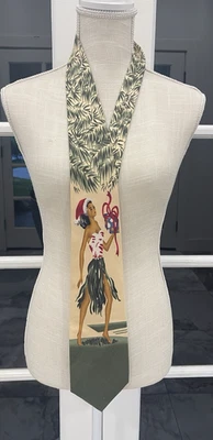 Tommy Bahama Corbata Isla Niña Hula Hawaii Navidad 59"s una PEQUEÑA Mancha Blanca Foto 1 de 4