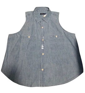 NWT Polo Ralph Lauren Womens Denim Blue Shirt Sleeveless Button Up Size XL - Picture 1 of 10