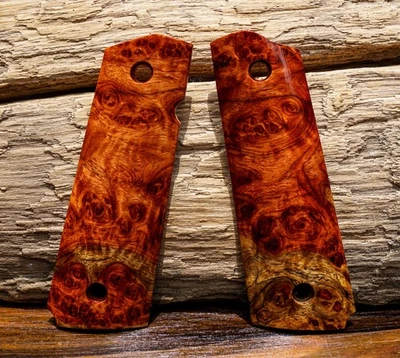 Empuñaduras de madera Amboyna Burl Ed Brown 1911 edición exclusiva hechas a medida Ambi Safety Foto 1 de 4