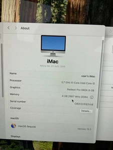 Placa madre iMac 27” 2019 A2115 Radeon Pro 580X 8 GB 3,7 GHz I5 - Imagen 1 de 1